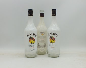 Empty Malibu Caribbean Rum Bottle, Upcycled, Recycled, 1, 2 or 3 bottles
