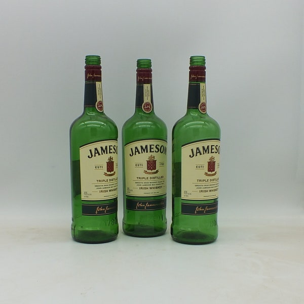 Empty Jameson Irish Whiskey Bottle, Upcycled, Recycled, 1, 2 or 3 bottles  Distillery Whisky