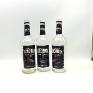 Empty Benchmark 8 Years Old Bourbon Bottle, Upcycled, Recycled, 1, 2 or 3 bottles