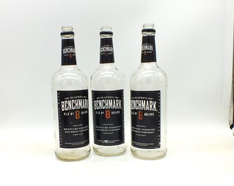 Empty Benchmark 8 Years Old Bourbon Bottle, Upcycled, Recycled, 1, 2 or 3 bottles