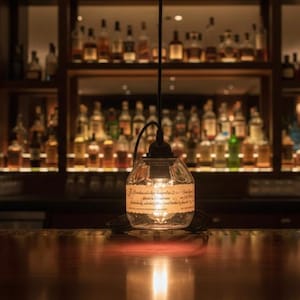 Blantons Bourbon Hanging Light, Lamp, Light fixture, Canadian Whiskey, Cut Bottle, Chandelier, Pendant