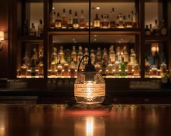 Blantons Bourbon Hanging Light, Lamp, Light fixture, Canadian Whiskey, Cut Bottle, Chandelier, Pendant