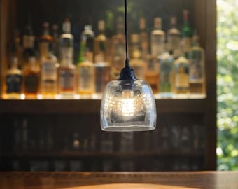 1792 Bourbon Bottle Pendant Light | Upcycled Whiskey Bottle Lamp | Handmade Hanging Light | Rustic Home Bar Decor