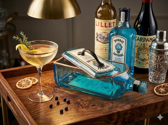 Upcycled Bombay Sapphire Gin Bottle Box, Jewelry Candy Dish - Etsy