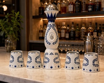 Vaso Clase Azul, Tequila Mexicano, Botella de Licor Cortada, Vasos para Bebidas, Regalo del Día del Padre, Botella de Tequila de Cerámica