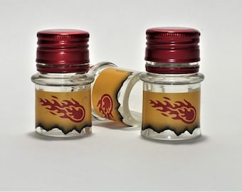 Vaso de chupito Fireball, botella de licor reciclada, regalo para amantes del whisky de canela