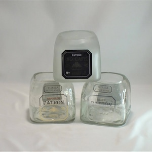 Patron Glass, Mexican Tequila, Cut liquor bottle, Drinking glasses, Father&#39;s day gift, Blanco, Reposado, Anejo