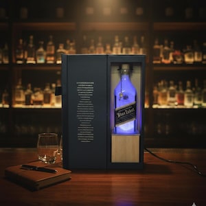 Johnnie Walker Blue Label Lamp, Color Changing Bottle, Remote Control, Bar Light, Scotch Whisky, Table Light image 1