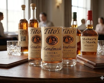 Upcycled Tito's Vodka Bottle Glass, Handmade Drinking Glass