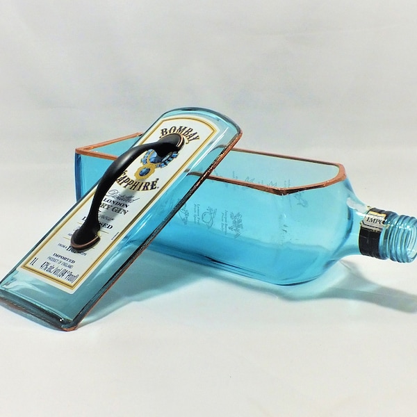 Bombay Sapphire Box, Jewelry Box, Candy Caddy, Cut Bottle, Gin Bottle