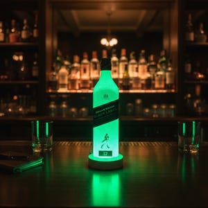 Johnny Walker Black Label Bottle Lamp, Color Changing LED Bar
