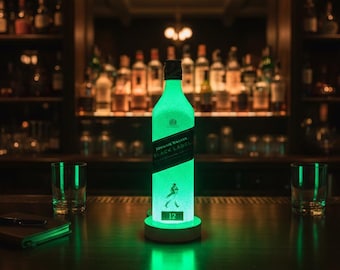 Johnny Walker Black Label Bottle Lamp, Color Changing LED Bar Light with Remote