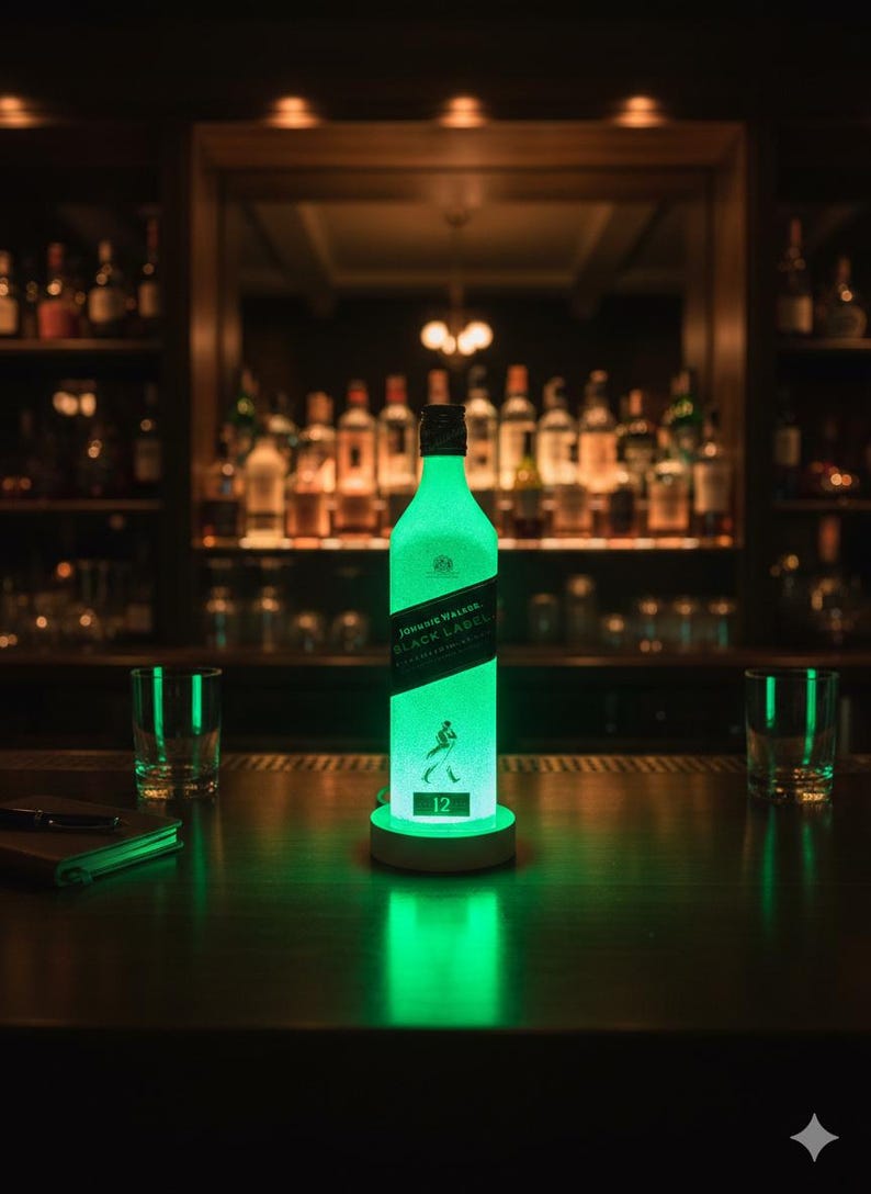 Johnny Walker Black Label Bottle Lamp, Color Changing LED Bar Light with Remote imagem 1