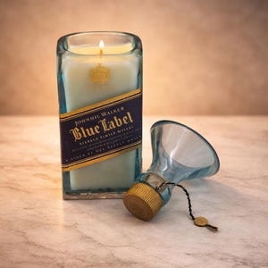 Upcycled Johnnie Walker Blue Label Candle, Scented Soy Wax image 1