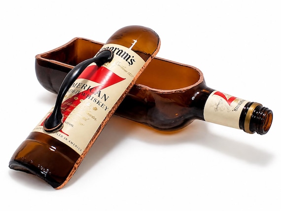 Seagrams 7 Whiskey Box, Jewelry Box, Candy Caddy, Cut Bottle