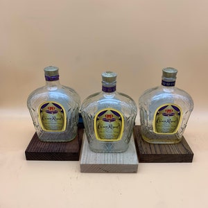 Crown Royal Lamp - Upcycled Bottle - Recycled Red Oak Base - Canadian Whiskey