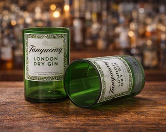 Tanqueray Gin Glass, London Gin, Cut liquor bottle, Drinking glasses, Father's day gift, Mother's day gift