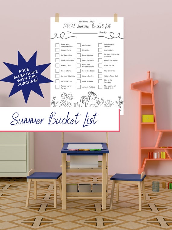 Summer Bucket List Printable Coloring Sheet Instant