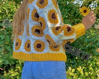 Modello cardigan girasole all'uncinetto