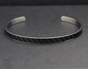 Desigmell | Carbon Fiber Cuff Bracelet Silver