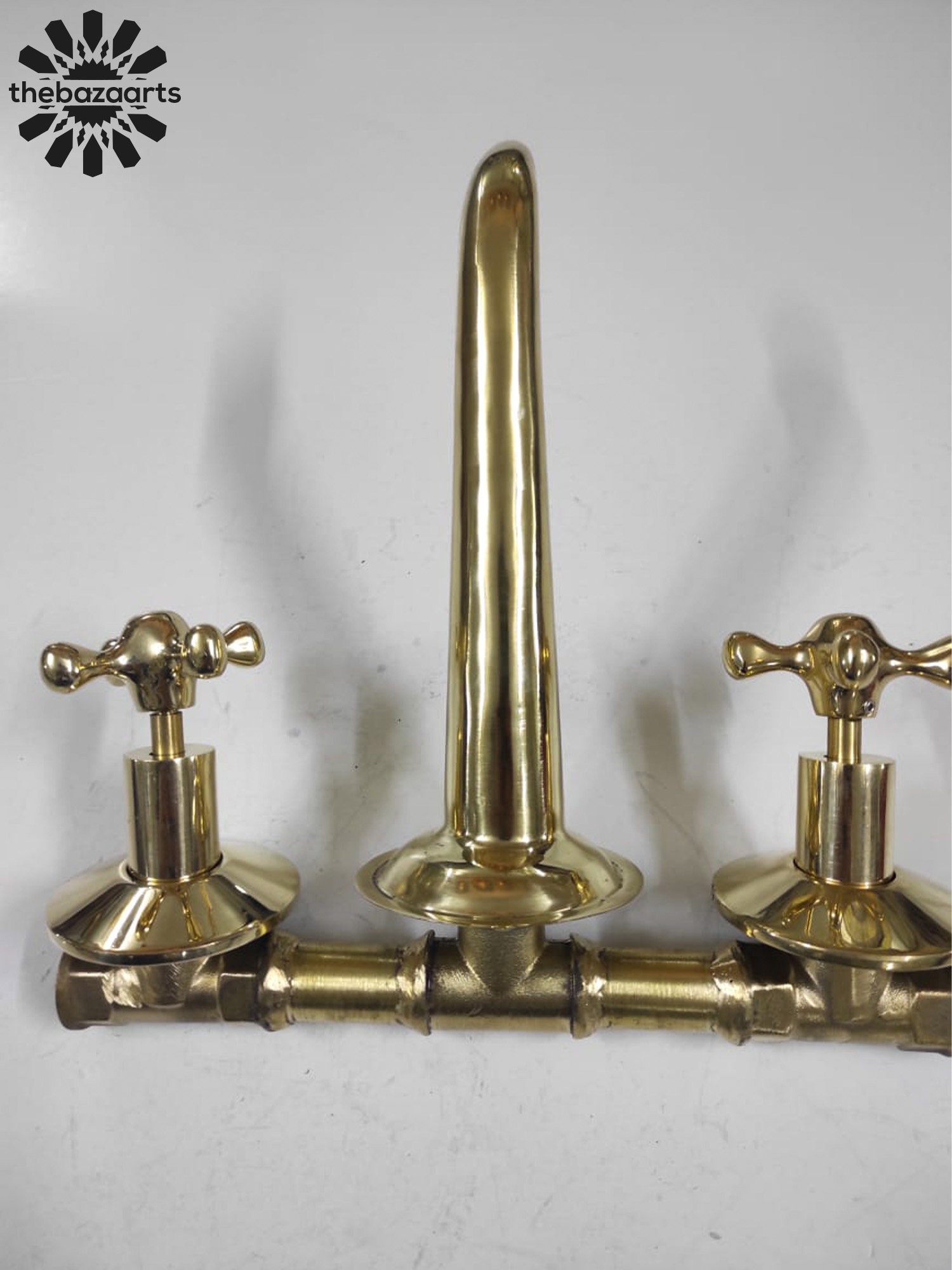 Solid Brass Gooseneck Bathroom Faucet Handcrafted Unlacquered Etsy