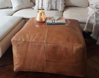 Square pouffe tan leather Moroccan Amazing square Ottoman Pouffe Moroccan leather, square pouf tan leather handmade footstool