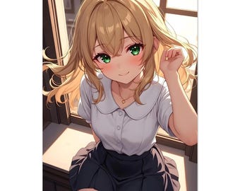 Póster de colegiala de anime para pared, ventana acogedora, fragmentos de la vida