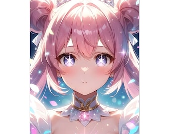 Póster de anime de chica mágica, arte mural de princesa etérea, impresión de ojos de galaxia pastel