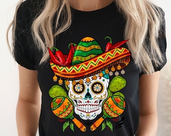 Mexica Fiesta Skull, Mexican Festival , Funny Cute Skull Shirt, Cinco De Mayo Party Gift, Mexican Fiesta, Mexican Skull, Cinco De Mayo Skull