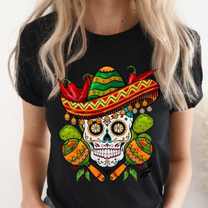 Mexica Fiesta Skull, Mexican Festival , Funny Cute Skull Shirt, Cinco De Mayo Party Gift, Mexican Fiesta, Mexican Skull, Cinco De Mayo Skull