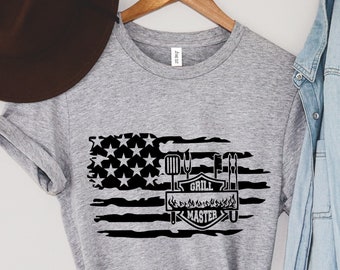 La camisa del día del padre GrillFather, regalos de barbacoa, camisa de papá, camisa de cerveza, regalos para papá, amante de la parrilla de barbacoa, camisa de herramientas de barbacoa americana, camisa de barbacoa