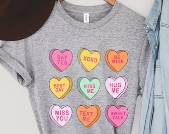 Valentinstag Shirt, Konversationsherzen Shirt, Valentinstag Shirts für Frauen, Valentinstag Geschenk, süßes Herz Shirt, Geschenk für Liebhaber