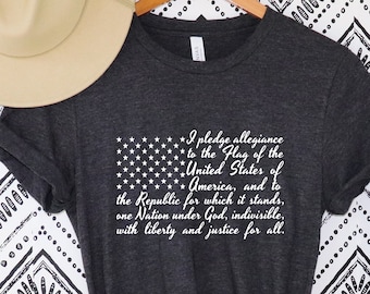 Amerikanisches Flaggen-Versprechen des Treueschwurs, 4. Juli-Flaggen-Shirt, Amerika-Flaggen-T-Shirt, USA-Flaggen-Shirt mit Treueschwur