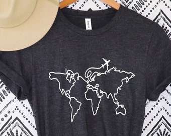 Traveler Gift, Travel Shirt, Vacation Shirt, Travel Lover, World Map Shirt, Airplane Mode Shirt, Exchange Student, Wanderlust, Adventure Tee