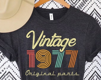 46th Birthday Shirt,Vintage 1977 Shirt,46th Birthday Gift For Women,46th Birthday Gift For Men,1977 vintage original parts shirt,1977 tees