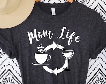 Mom Life Coffee Wine Repeat Tshirt Mom Life shirt -Funny gift for a mom coffee and wine -mom to be T-shirt-mom life T-shirt Funny Mom Shirt
