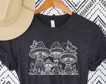 Mushroom shirt,Mycology shirt,Psilocybe Spore Print mushroom shirt,Forest Floor Shirt,nature Walk Shirt, Mushroom Mandala tee,shrooms shirt