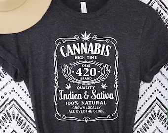 Marijuana T-shirt 420  Weed THC Cannabis HIGH LIFE Tee Adult Men Black New 