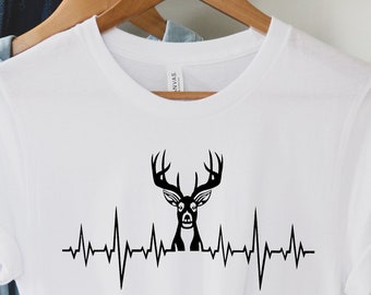 Men’s Buck Pulse Shirt, Deer Pulse EKG, Heartbeat Buck Shirt, Gift for Hunter,Buck Pulse Shirt, Heartbeat Stag,Heartbeat Buck,Christmas Gift