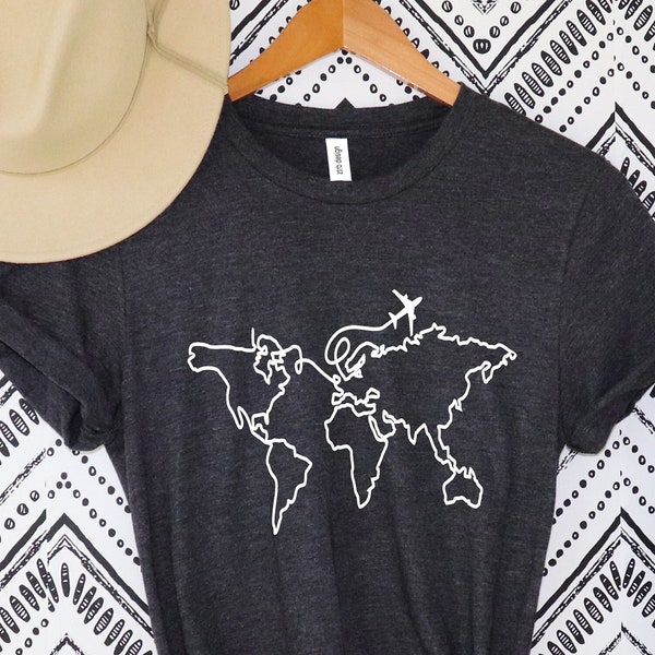 Traveler Gift, Travel Shirt, Vacation Shirt, Travel Lover, World Map Shirt, Airplane Mode Shirt, Exchange Student, Wanderlust, Adventure Tee