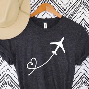 Airplane Heart Shirt,Airplane Heart T-Shirt,Plane Lover Shirt, Love Travel shirt, Adventurer Gift, Vacation Shirt, Women&#39;s Shirt,Pilot Shirt