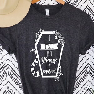 Women&#39;s Shirt,I Myself Am Strange And Unusual, Disneyland Shirt, Strange And Lydia Deetz T-shirt, Unusual Horror Shirt,Universal Studios tee