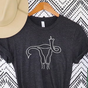 Middle Finger Uterus-TShirt Pro ChoiceTee LGBTQ Tee Protester Shirt Women Revolt March For Womans Rights Protest Political March Riot Resist