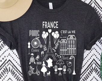 Parijs T-shirt, Eiffeltoren T-shirt, Frankrijk T-shirt, Dames Parijs T-shirt, Parijs Tees, Skyline van Parijs, Parijs shirt, Eiffeltoren shirt, Frankrijk
