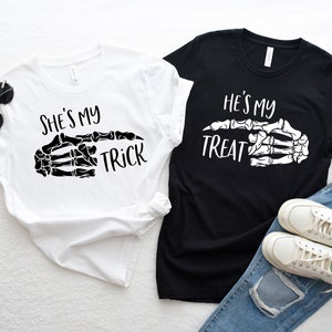 Halloween Couple Shirts, She&#39;s My Trick, He&#39;s My Treat, Trick or Treat,Couple Funny Tee,Family Matching Shirt,Matching Halloween Shirts