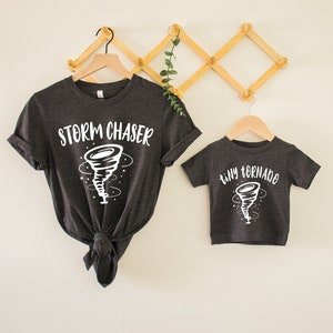 Matching Mama and Mini Family Shirts, Storm Chaser, Tiny Tornado, Mother Son Daughter Custom Tshirts, Daddy and Me Outfits, Matching Outfit