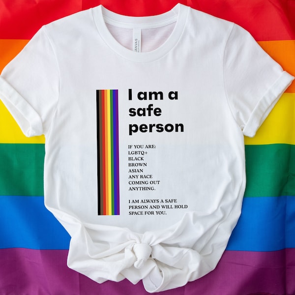 Ally Shirt,Safe Person Shirt,LGBTQ Ally Shirt,LGBT Shirt For Ally,Safe Space Pride Shirt,Rainbow T-shirt,Transgender Rainbow, LGBTQ,Equality