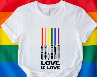 Love is Love shirt,Rainbow Lightsaber Shirt, LGBT Shirt, Gay Pride Shirt Men, Rainbow Pride Gift, Lesbian Shirt,LGBT Pride Gift,lgbtq tee