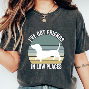 Dachshund Shirt, Funny Gift for Dachshund Lover, Retro Vintage Dachshund, Dachshund Mom, Wiener Dog Shirt, I&#39;ve Got Friends In Low Places