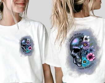 Camicia Kinda Emotional Kinda Emotionless, Camicia con teschio floreale, camicia di consapevolezza della salute mentale, maglietta motivazionale, camicia di salute mentale, maglietta emotiva